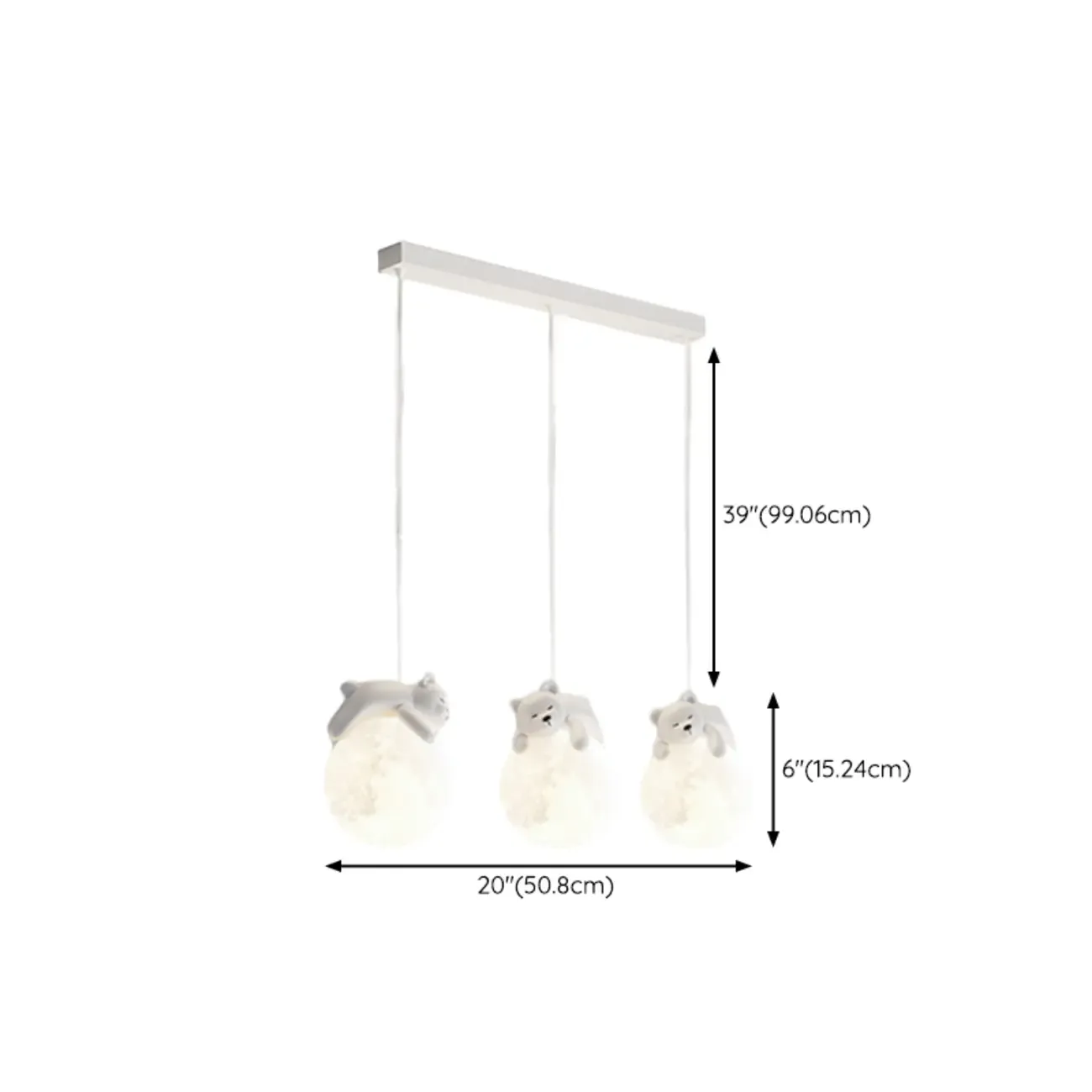 Kids Cute Bear-Moon LED Island Pendant Light