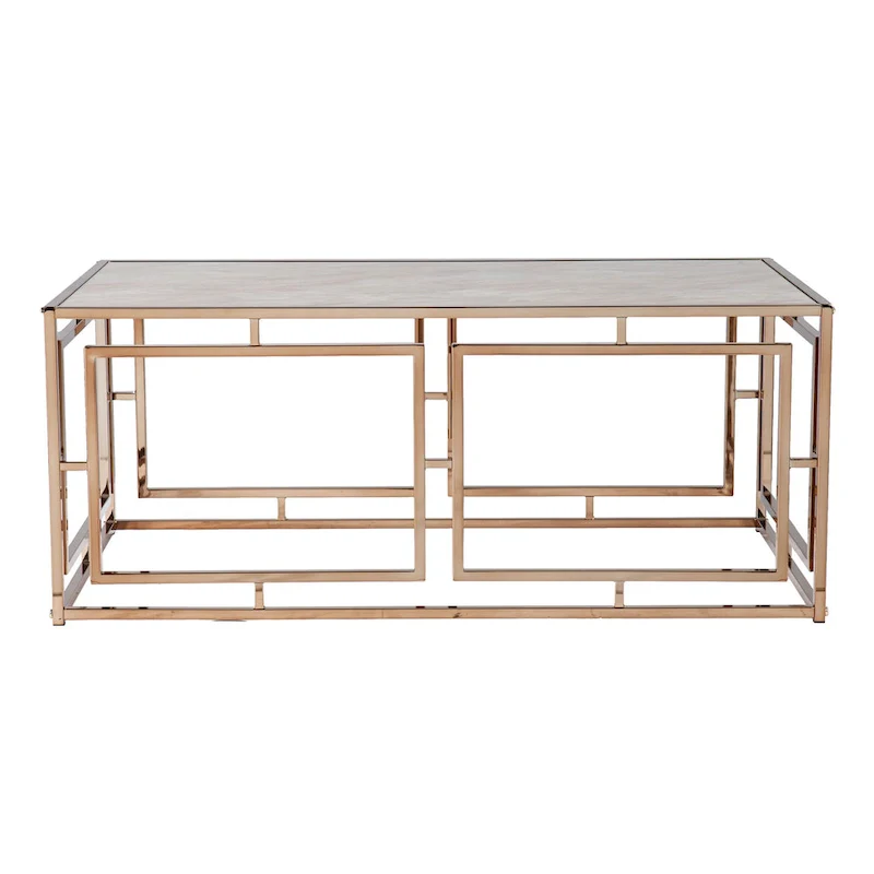SEI Furniture Simons Rectangular Geometric Faux Marble Coffee Table