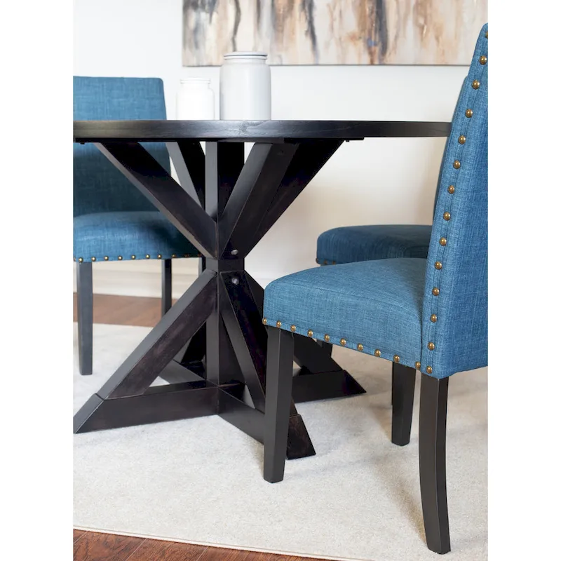 Roundhill Furniture Mytzi 5-piece Dining Set, Cross-Buck Dining Table with 4 Stylish Chairs