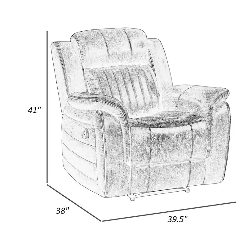 Bento 38 Inch Manual Recliner Chair, Tab Pull, Sandy Brown Microfiber