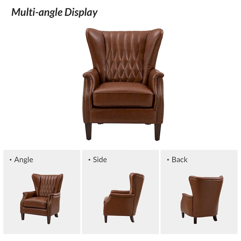 Xaver Traditional Genuine Leather Armchair With Solid Wood Legs by HULALA HOME