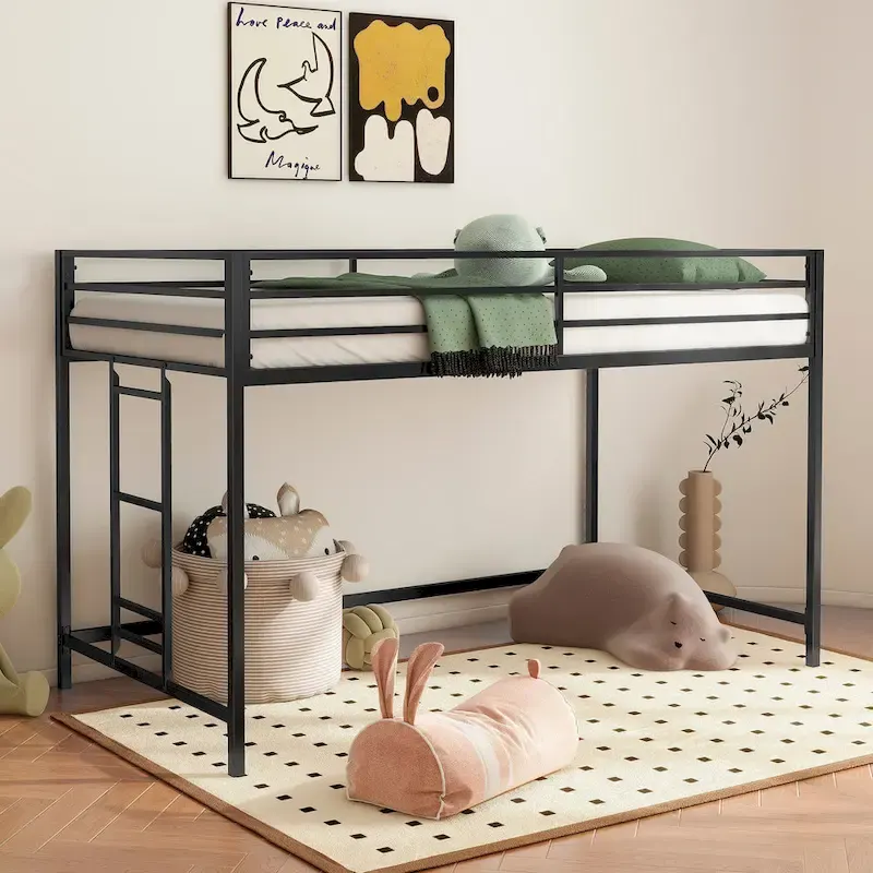 Junior twin loft bunk black For Bedroom