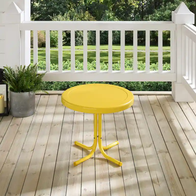 Crosley Retro Metal Side Table In Yellow