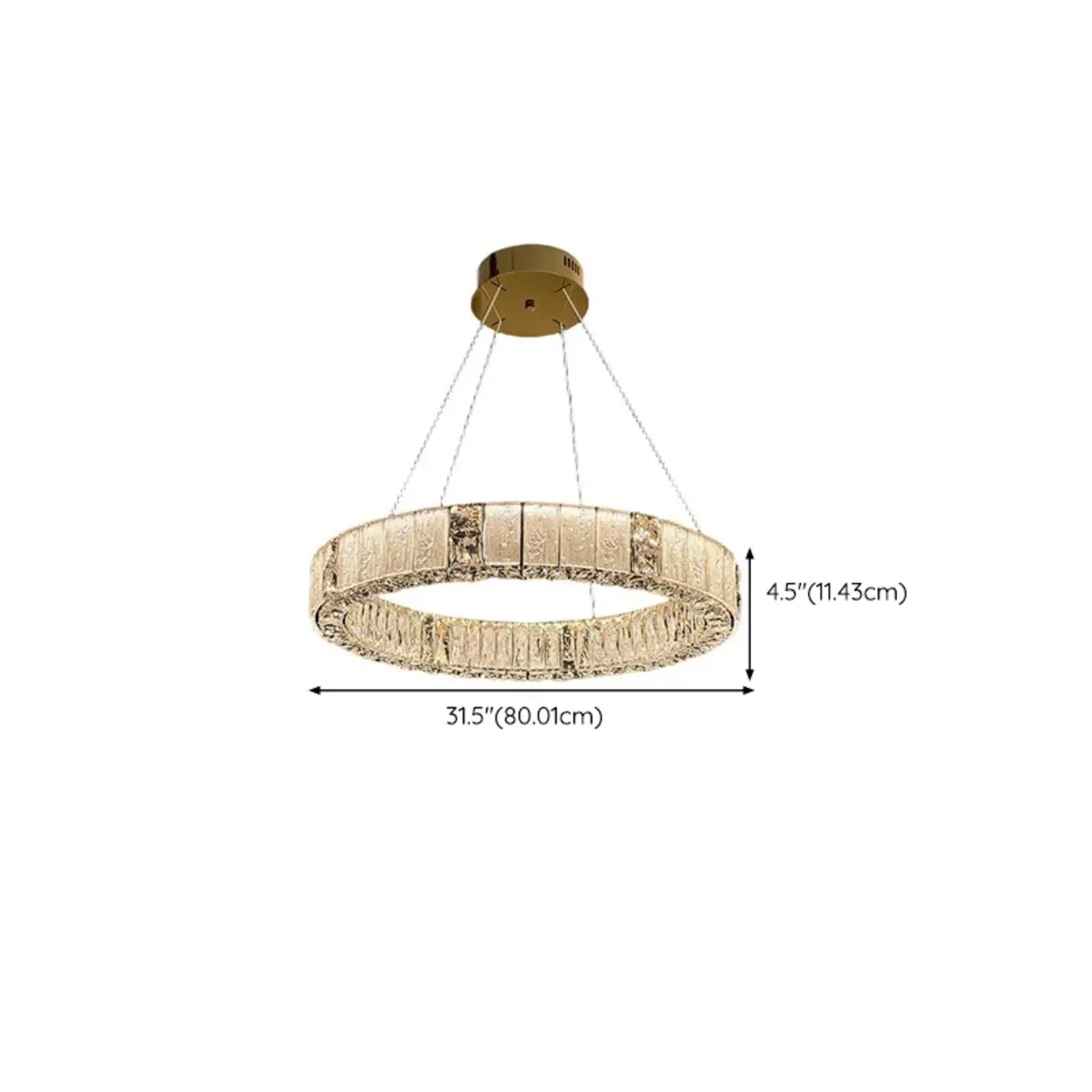 Gold Circular Crystal Linear Modern Chandelier Light