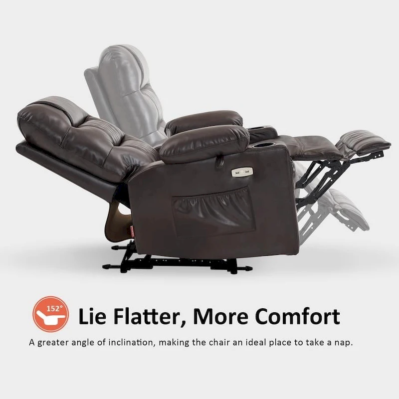 MCombo Electric Power Recliner Chair with Heat and Massage, Leather PR621