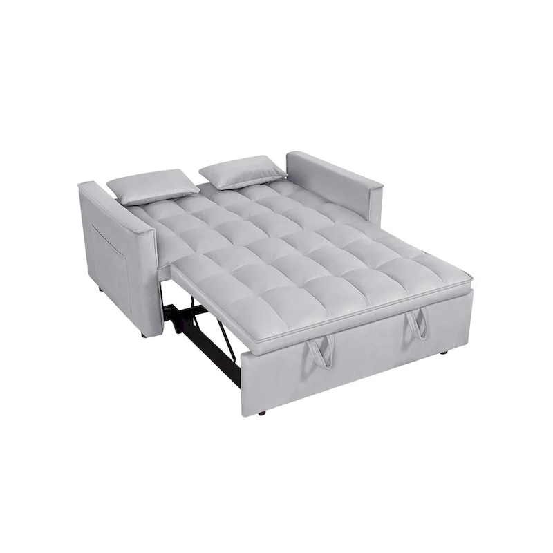 Modern Convertible Futon Sofa Bed,Adjustable Backrest,Armrest Holders