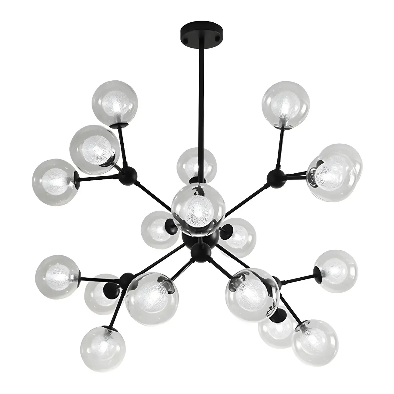 Modern Industrial Sputnik Black Glass 9-18 Light Chandelier