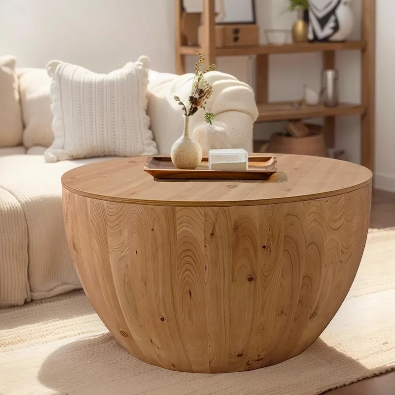 31.50Vintage Style Bucket Shaped Coffee Table for Office