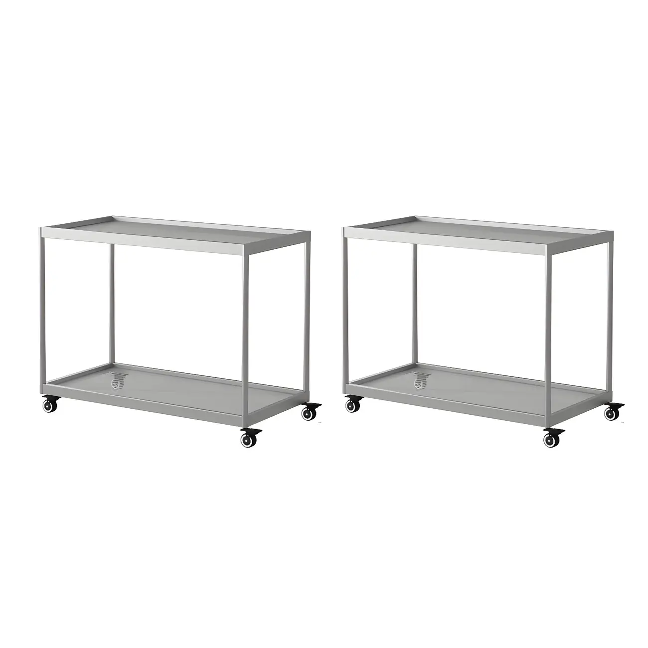 Gold Glass Rectangular Top Shelf Side Table on Wheels