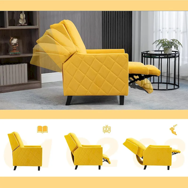 AVAWING Push Back Recliner Chair Linen Wing Back Chair