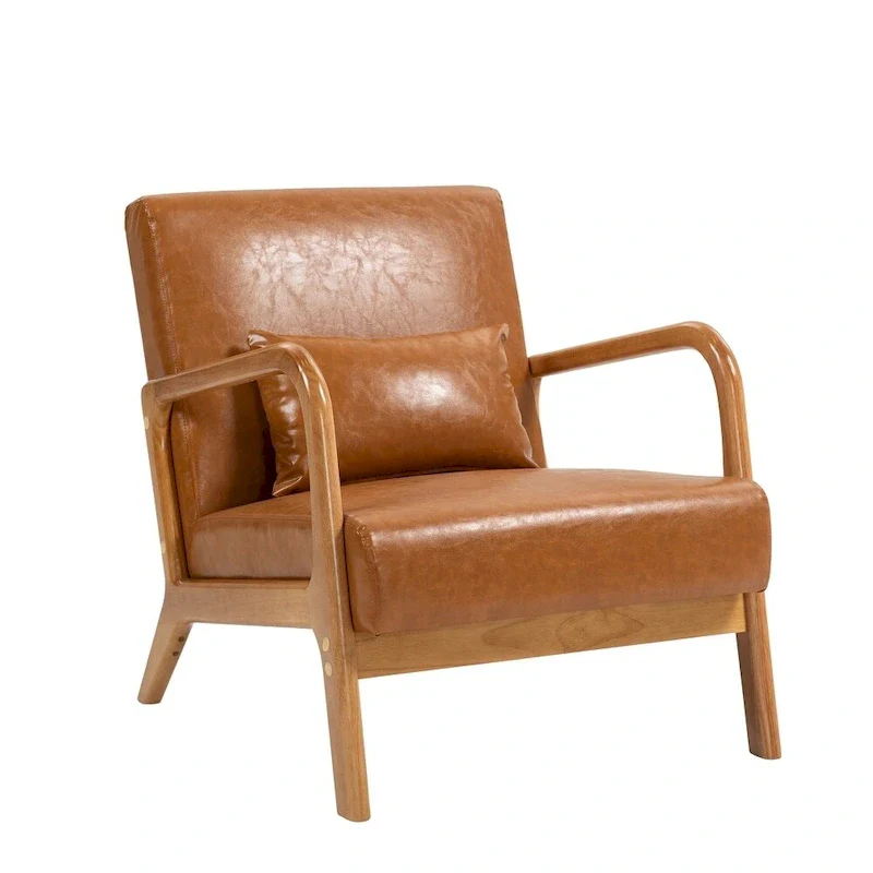 2 Set Upholstered Lounge Arm Chair with Pillow - Set of 2