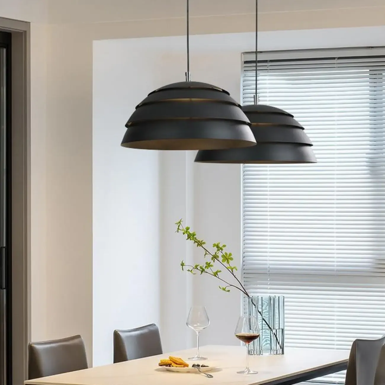 White Layered Iron Dome Kitchen Pendant Light