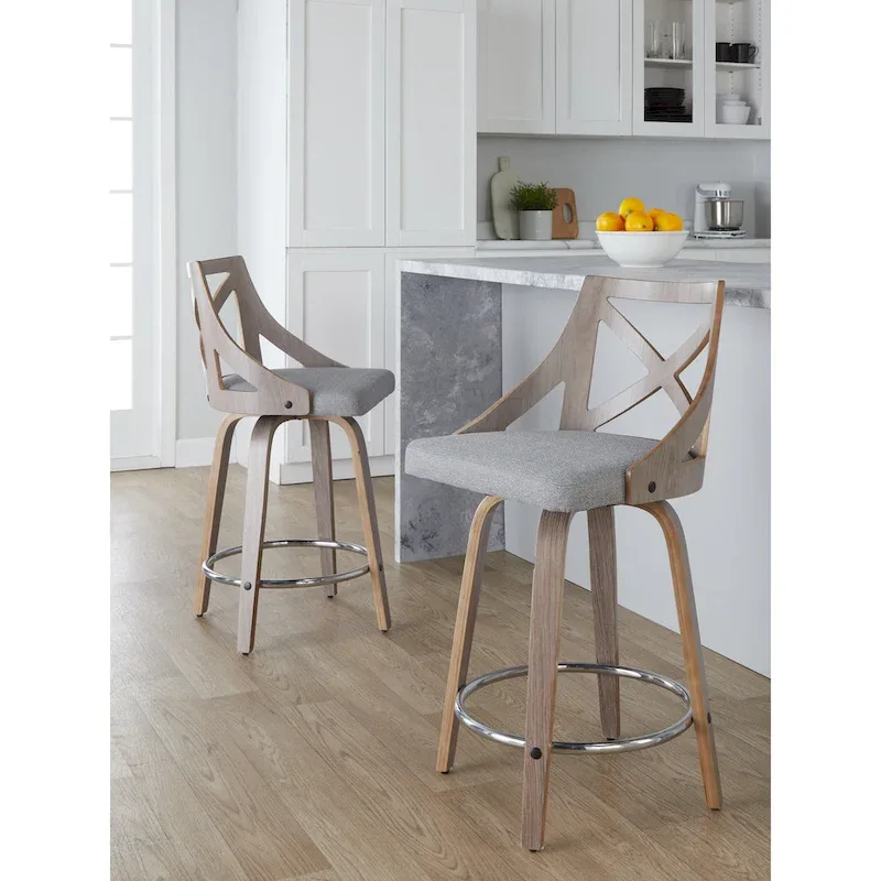 The Gray Barn Charlotte 24  Fixed-Height Counter Stool with Bent Wood Legs (Set of 2)