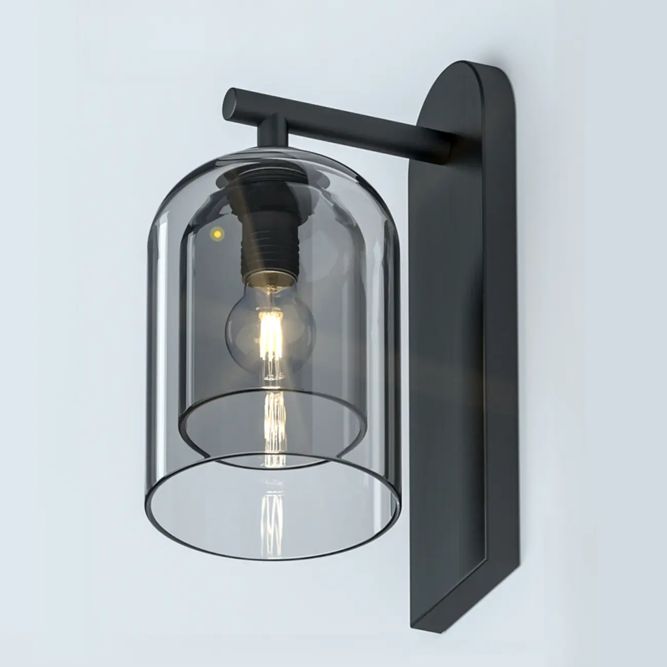 1-Light Double Shade Glass Ambient Wall Sconce
