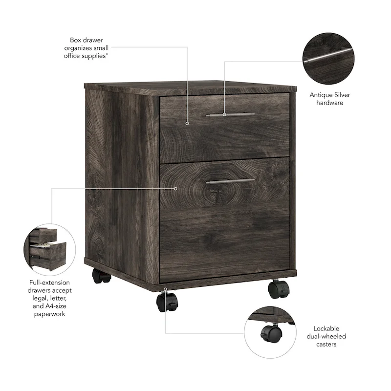 2 Drawer Mobile File Cabinet by