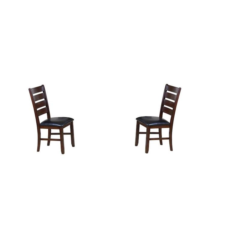 Faux Leather Ladder Back Side Chairs and Solid Wood Set of 2 - 23 L x 20 W x 40 H