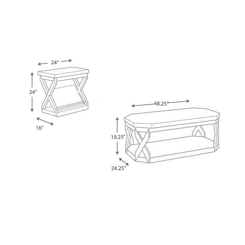 Faux Marble Table Set with 1 Coffee Table and 2 End Tables, Gray and Brown