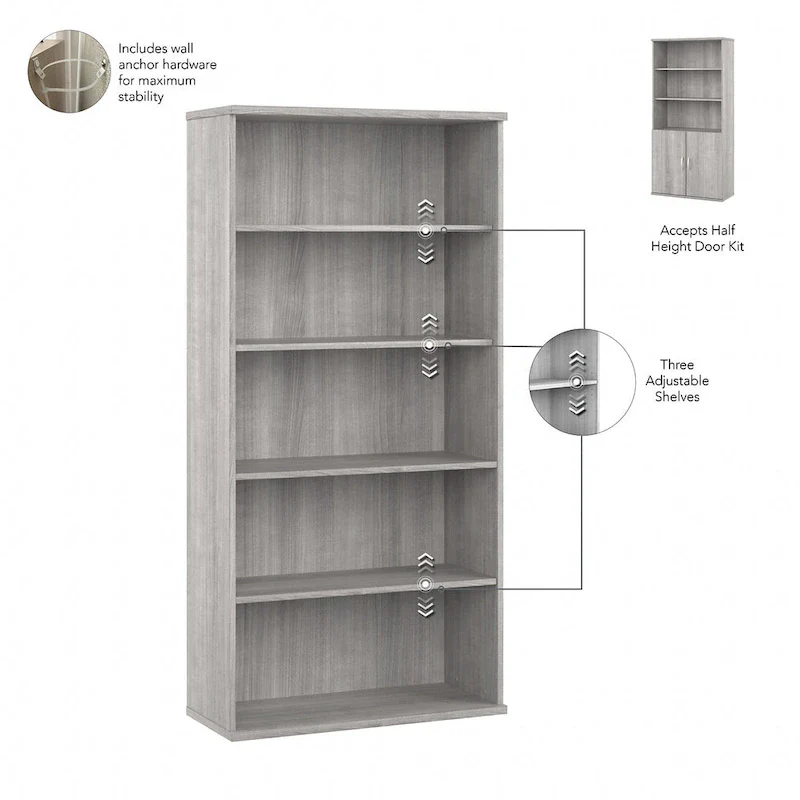 Hybrid Tall 5 Shelf Bookcase by Bush Business Furniture