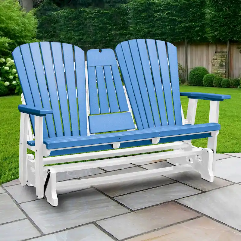 American Furniture Classics Two Seat Fan Back Glider with Drop Down Table/Cup Holder - N/A