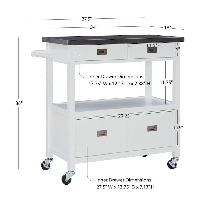 Julianna Stainless Steel Kitchen Cart