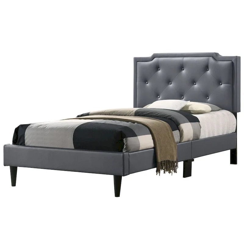 Deb Transitional Tufted Upholstered Panel Bed