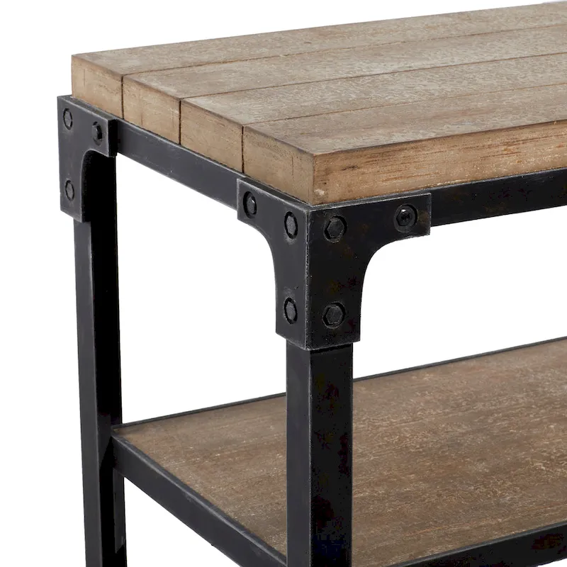 Console Table with 2 Open Shelves - Brown, 19W x 48L x 34H