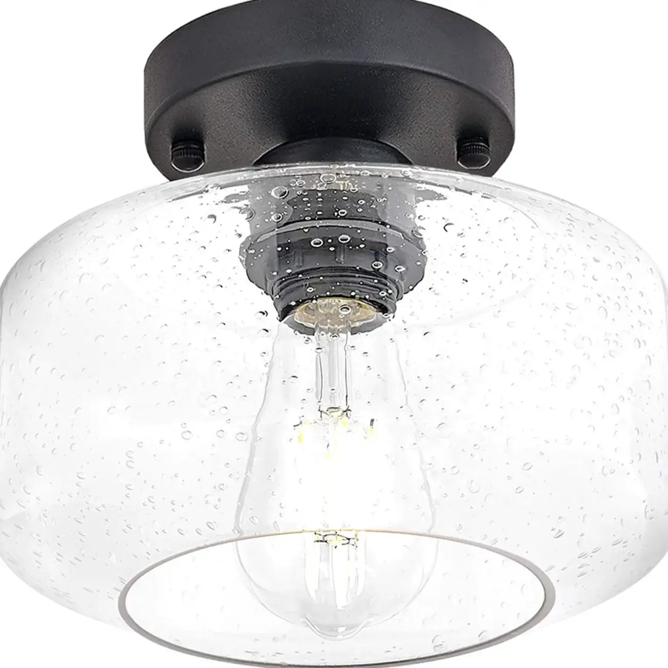 Hallway Industrial Clear Glass Semi Flush Ceiling Light