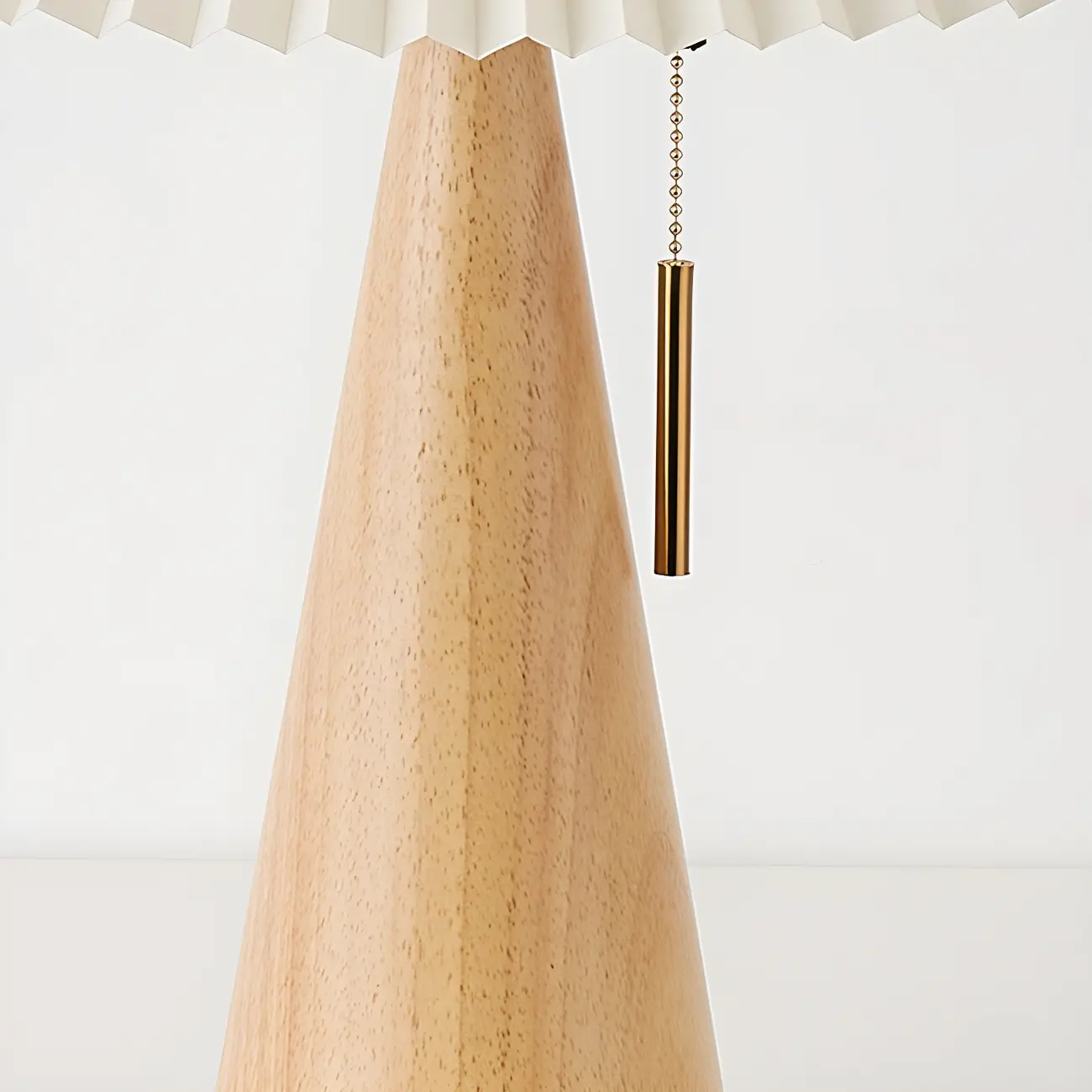 Modern Remote Wood Cone Bedside Table Lamp LED & Fabric