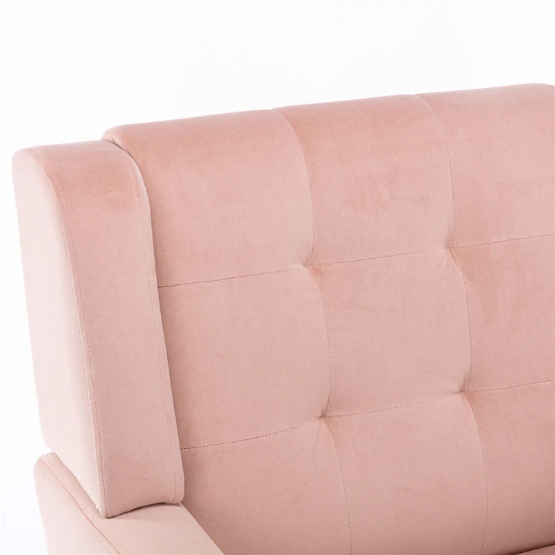 Pink Velvet Modern 29.5 Tufted Accent Chair with Wood Legs