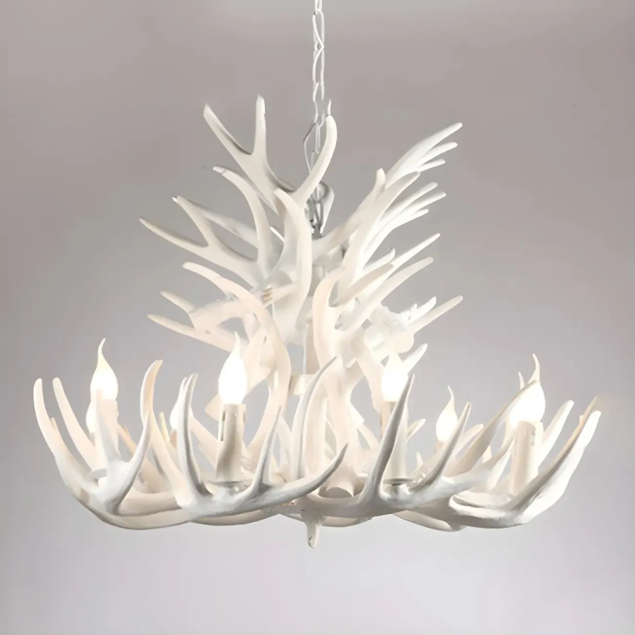 Rustic Large Antler Candelabra Chandelier with 2 Tiers