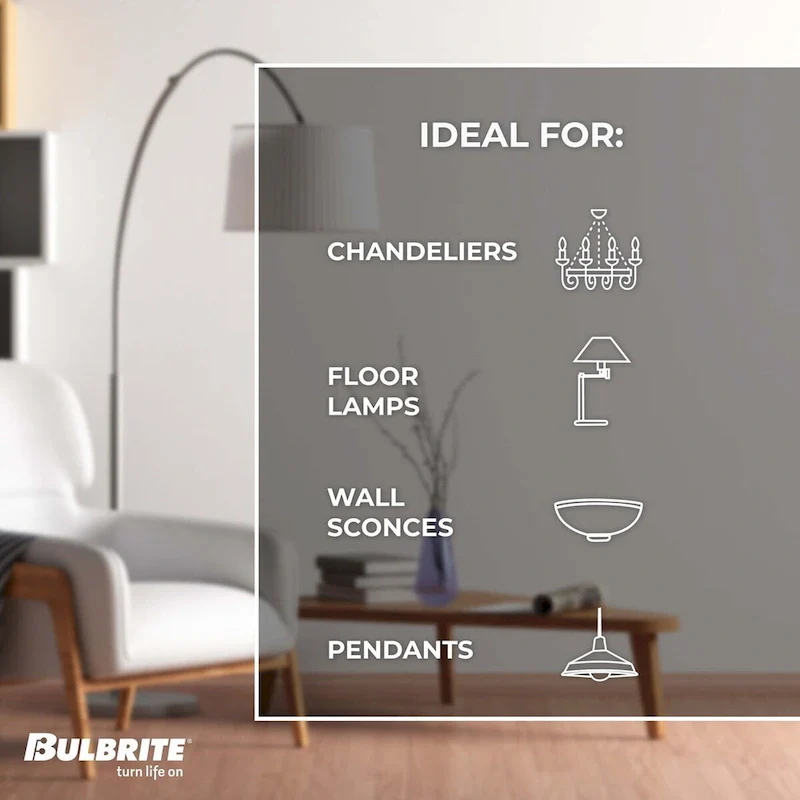 Bulbrite LED Filament Pack of (4) 5 Watt Dimmable 5 Inch T9 Light Bulbs with Clear Glass Finish and Medium (E26) Base