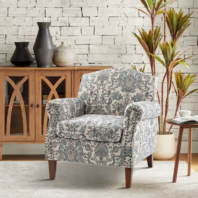 Giampiero Wooden Upholstery Armchair with Nailhead Trims by HULALA HOME