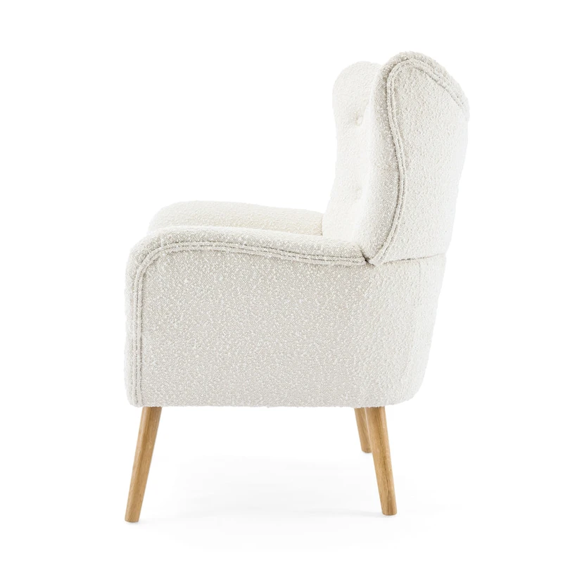 Almond Boucle Wingback Tufted Club Chair by Christopher Knight Home