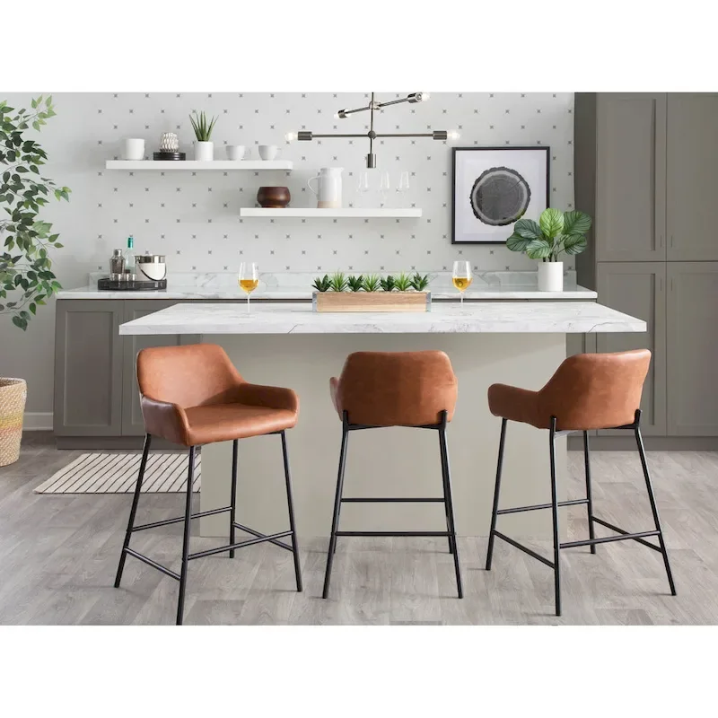 Carbon Loft Galotti Black Fixed-Height Upholstered Counter Stool - Set of 2