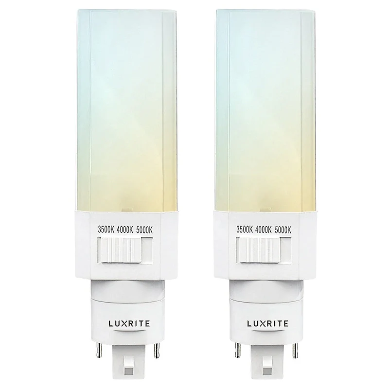 Luxrite Horizontal PL LED CFL Replacement 11W Ballast Bypass Fits G24D G24Q GX24Q 3 Color Selectable 1450 Lumens 2 Pack