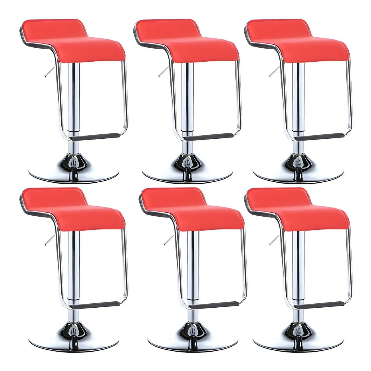 Modern Pedestal Swivel Bar Stool Adjustable Height Low Back Faux Leather