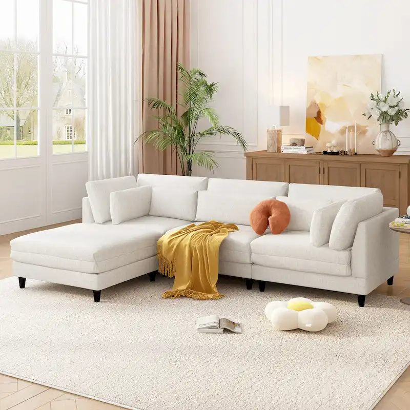 Modular Sectional Sofa with Ottoman and Pillows