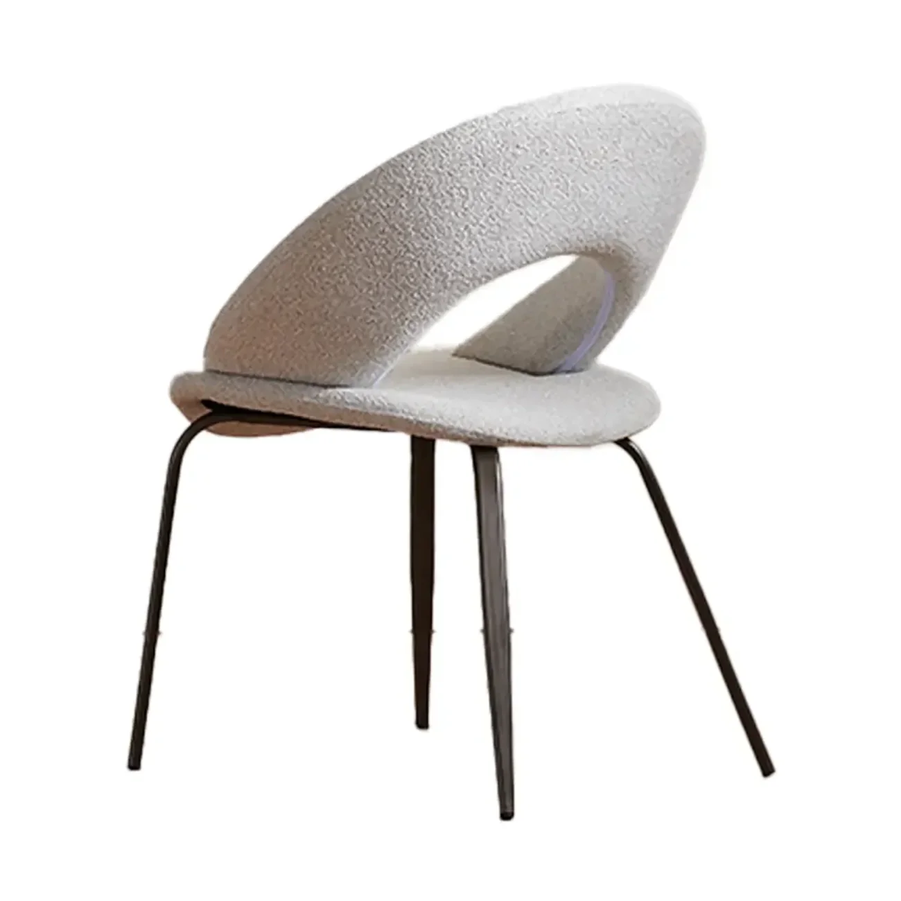 Mid Century Modern Linen Dining Chair with Steel Legs