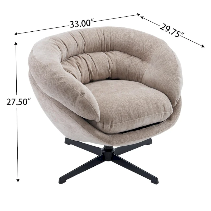 Chenille Upholstered Swivel Club Chair