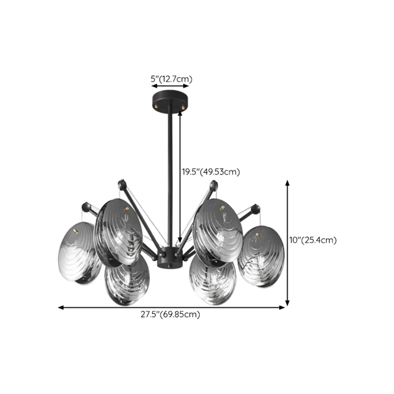 Modern Gray Metal Silver Shell Adjustable Chandeliers