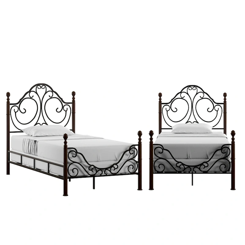 Cesky Graceful Scroll Bronze Metal Bed
