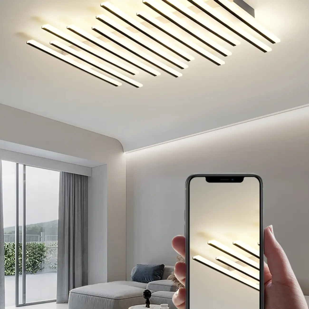 Geometric LED Semi Flush Ceiling Light with Acrylic Shade