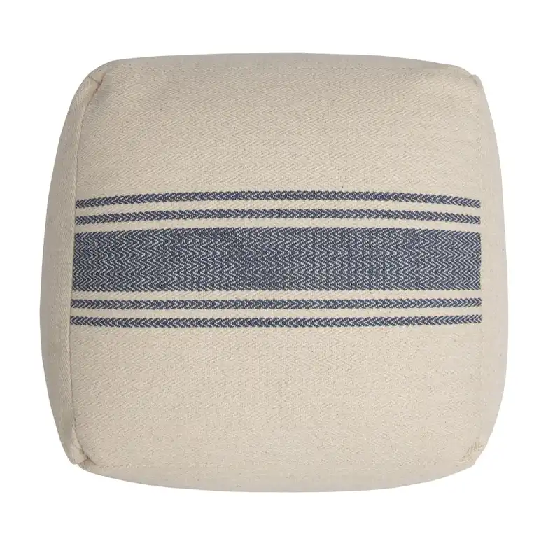 Striped Square Canvas Pouf