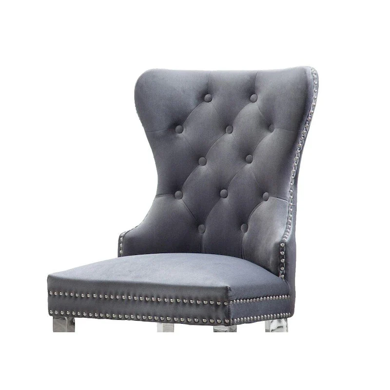 7-Piece Stainless Steel Nailhead Trim Dining Set