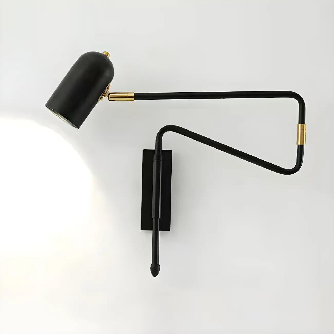 Modern Brass Black Adjustable Swing Arm Wall Light