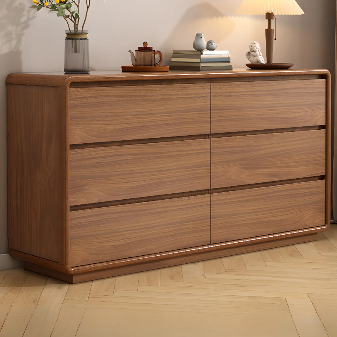 Cube Brown Wooden Console Chest in 8-Drawer