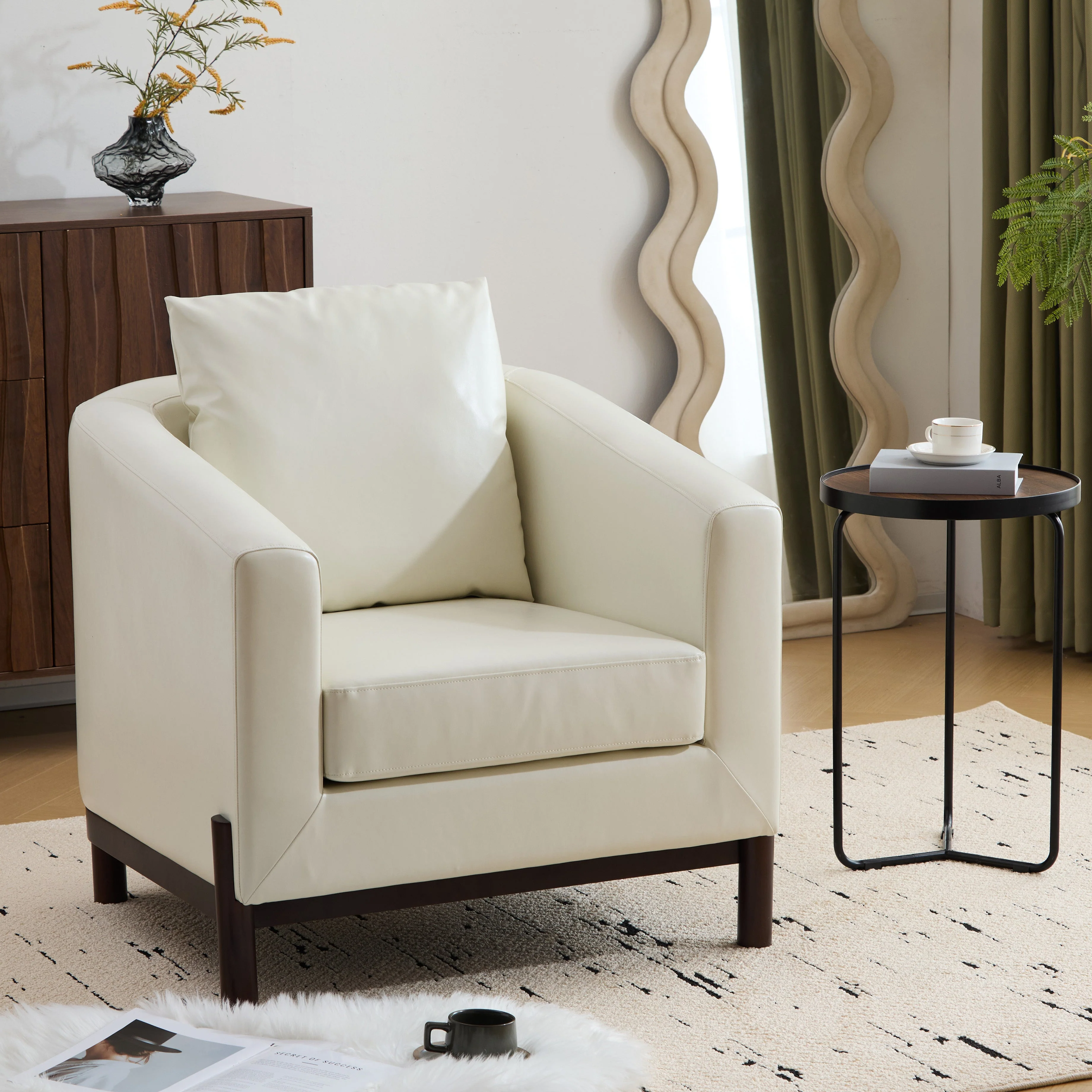 Luxury Modern Velvet Barrel Club Chair Single Sofa