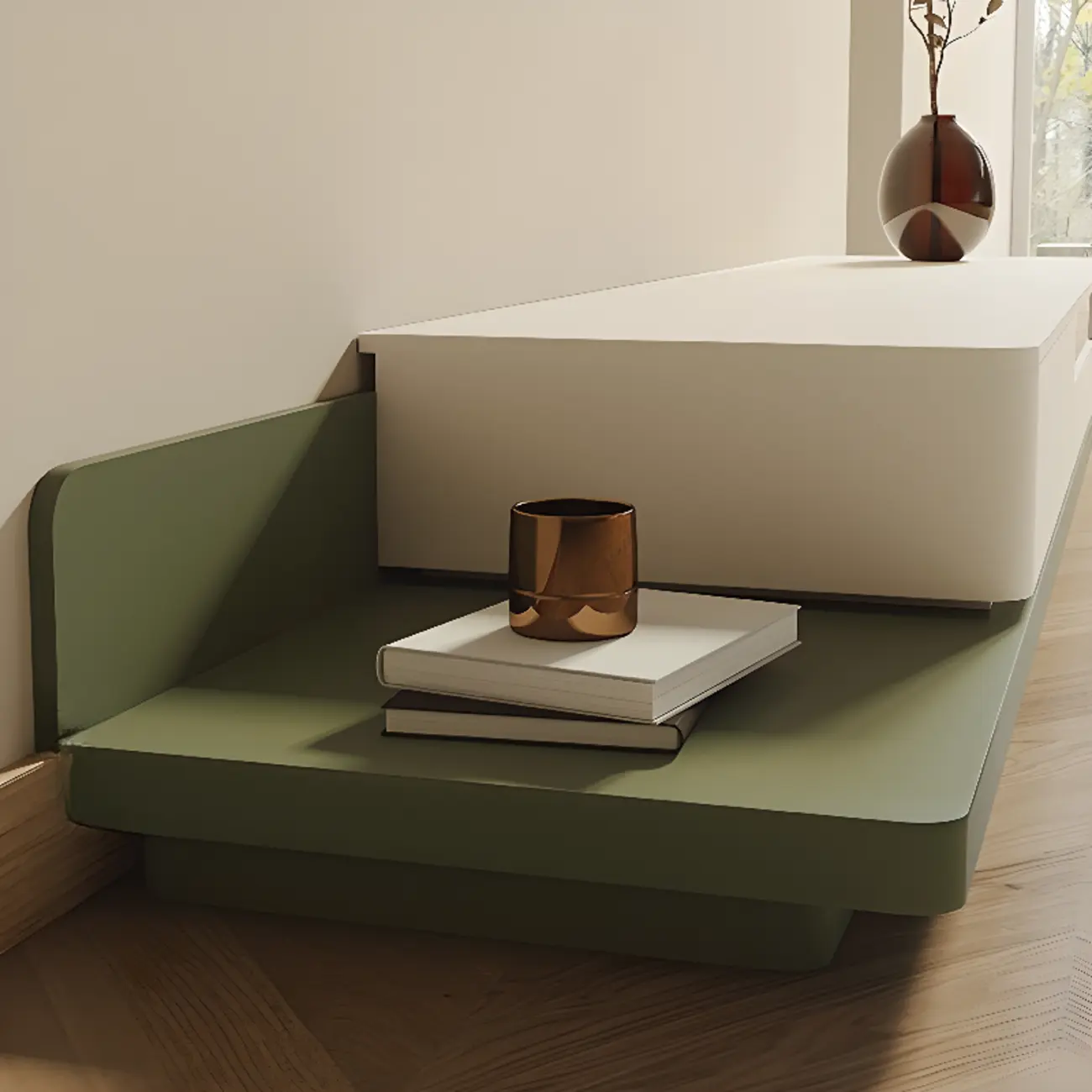 79 Green-White Wood Rectangle Cabinet TV Stand with Drawers