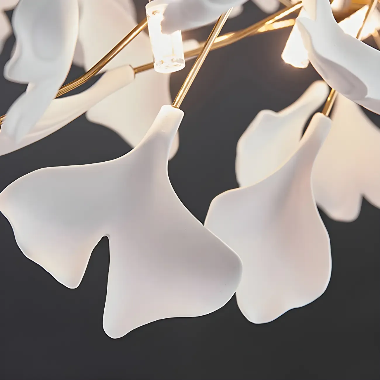 Dining Area Modern White Leaf-Inspired Chandelier