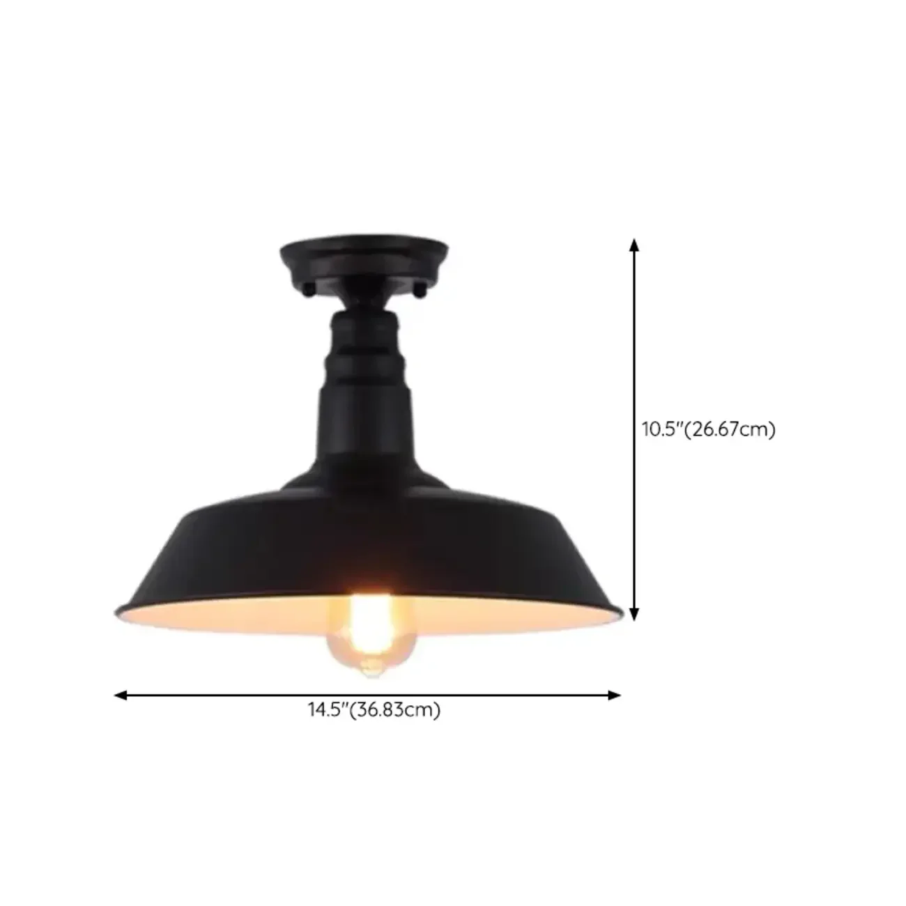 Industrial LED Semi Flush Ceiling Light with Black Iron Shade